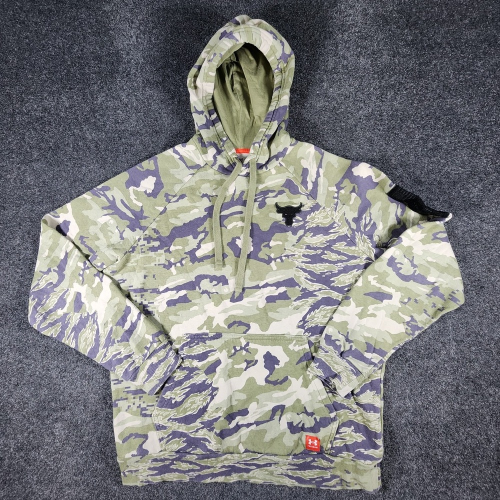 Under Armour‎ Project Rock Rival Fleece Hoodie Veterans Patch Camo Men's Medium
